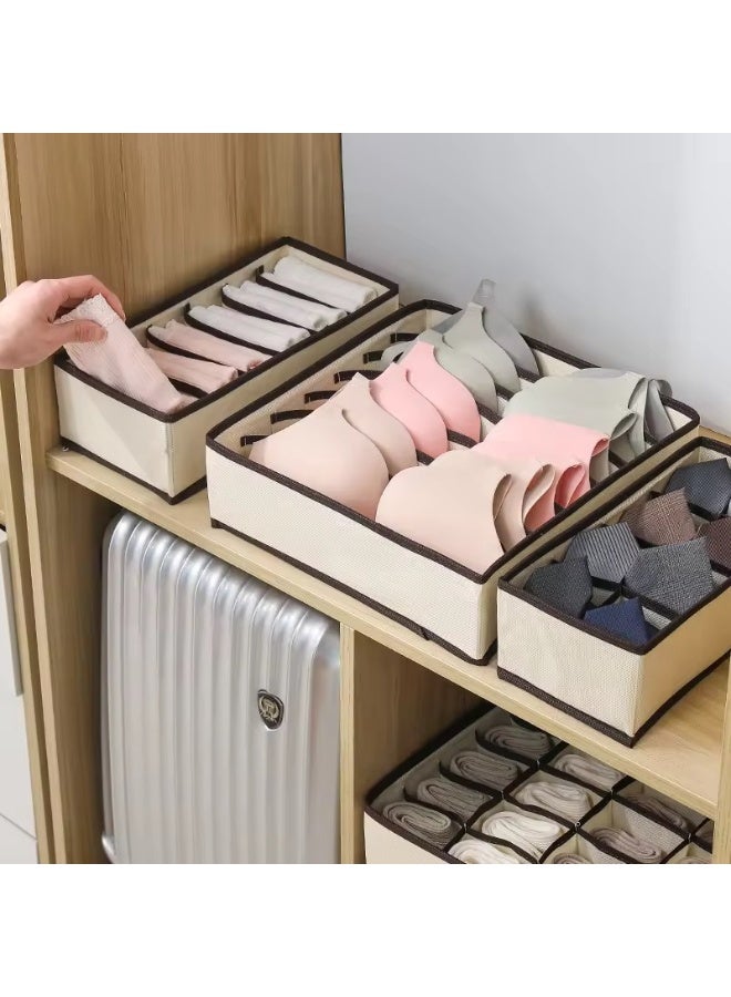 4-in-1 Foldable Underwear Storage Box & Organizer – Drawer Divider for Bras, Panties, Socks | Multi-Layer Closet & Dresser Organizer, Beige | Compact for Bedroom, Dormitory, Travel - Image 4