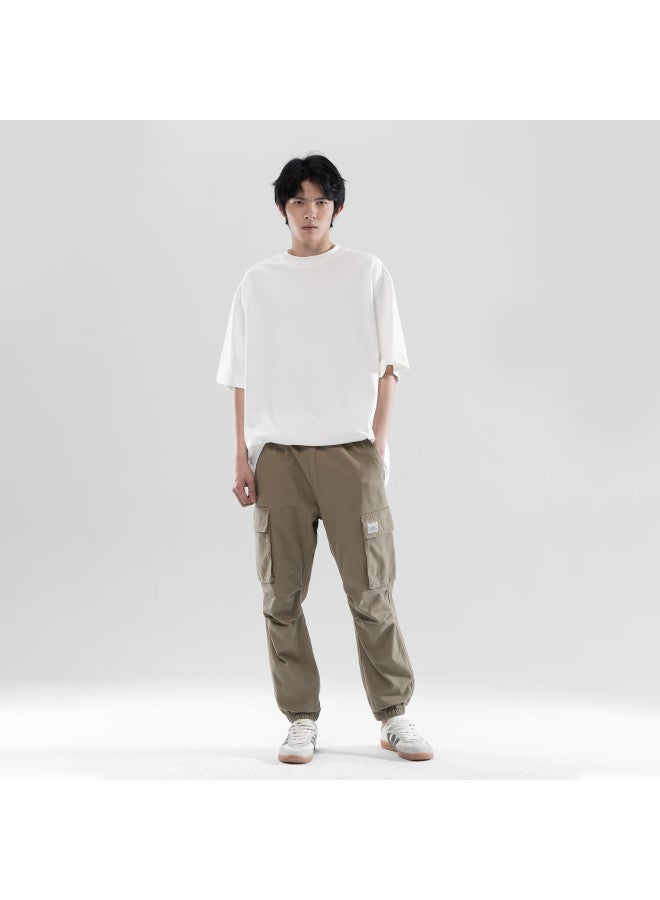 Markless Men's Autumn Winter Pure Cotton Casual Loose Fit Cargo Pants With Large Pockets 4836 Khaki S - Image 2