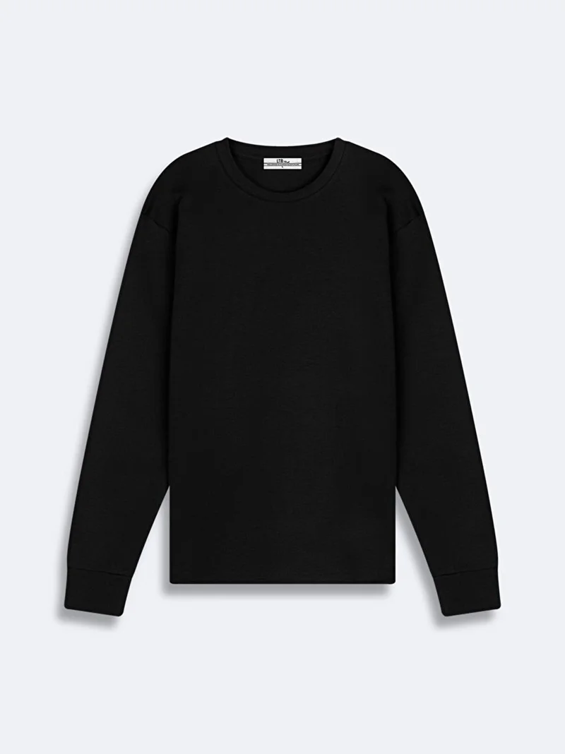 Men's Crew Neck Long Sleeve Black T-shirt