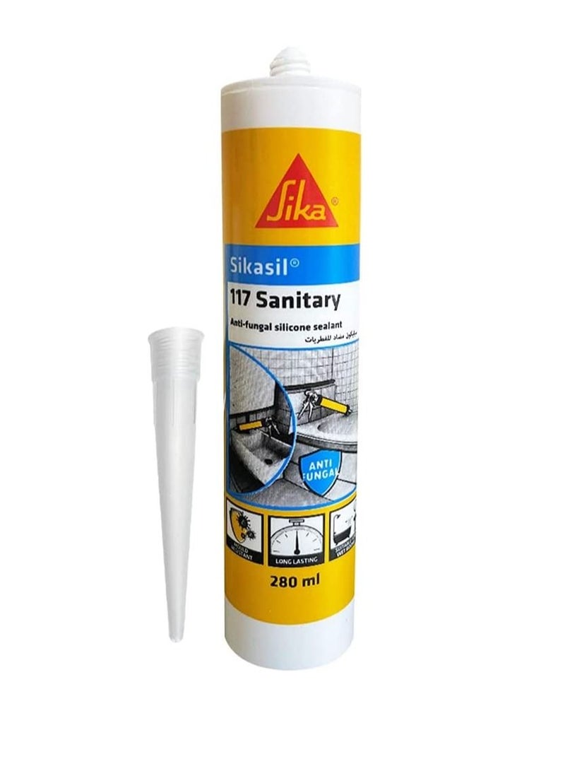 سيكا سيكاسيل 117 أبيض صحي مضاد للفطريات أسيتوكسي سيليكون مانع للتسرب للتطبيقات الصحية مقاومة التجوية 280 مل خرطوشة - Image 3