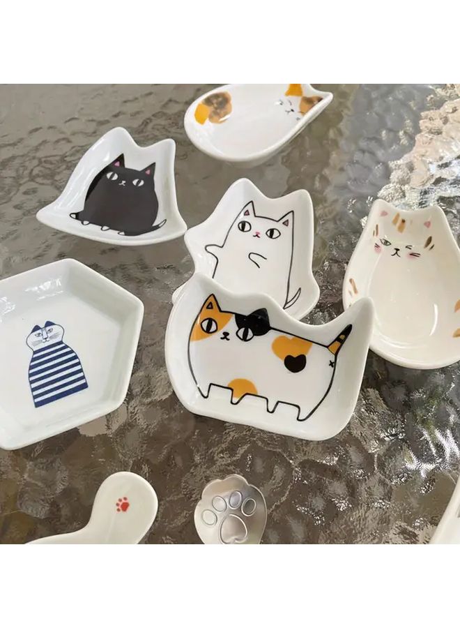 2pcs Ceramic Cat Themed Spoon Holders With Paw Prints - Image 2