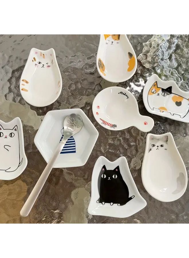 2pcs Ceramic Cat Themed Spoon Holders With Paw Prints - Image 4