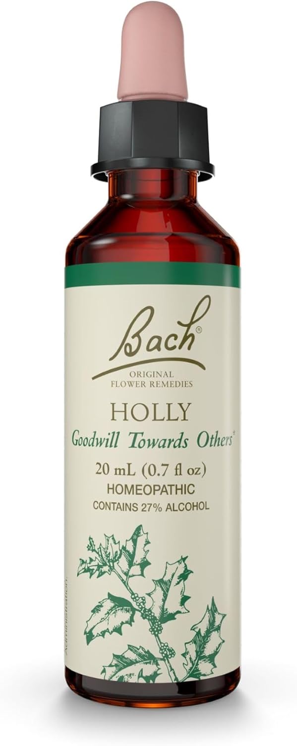 Bach Bach Original Flower Remedies, Holly - Goodwill Towards Others - Natural Homeopathic Flower Essence for Emotional Balance - Vegan, Gluten Free, Sugar Free - 20mL Dropper 