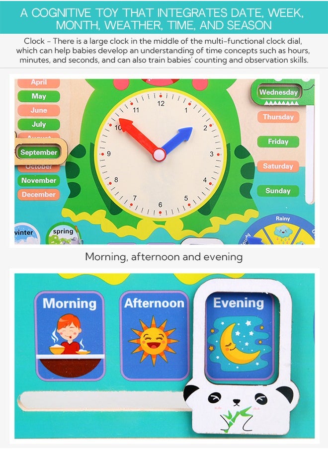 Haidue - Multi Functional Calender Clock Weather Season Month Cognitive Board Kids Educational Toy Anti-Tear Early Learning Toys - Image 1