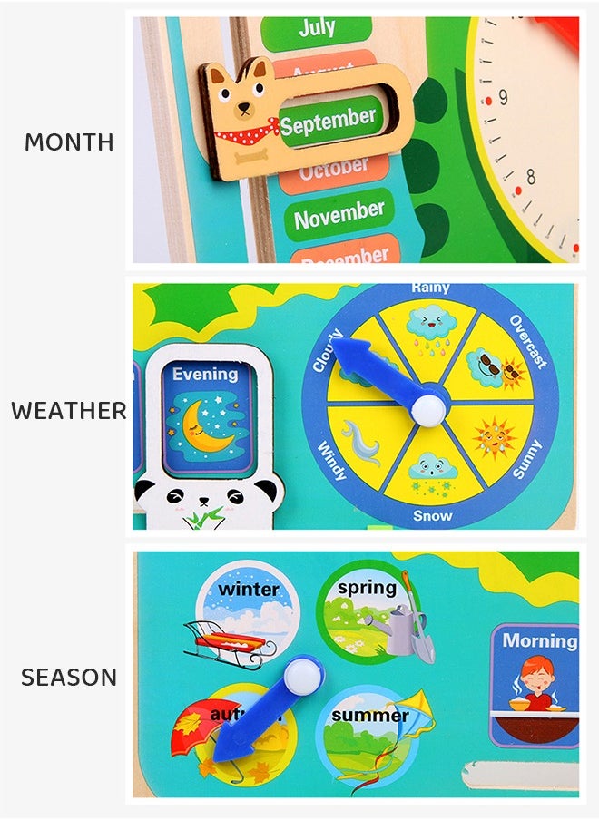 Haidue - Multi Functional Calender Clock Weather Season Month Cognitive Board Kids Educational Toy Anti-Tear Early Learning Toys - Image 1