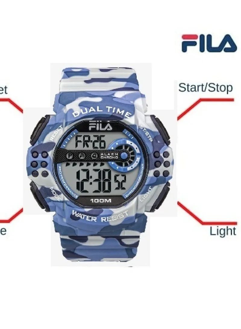 FILA men FILA ADULT UNISEX DIGITAL WATCH PLASTIC CASE BLUE PLASTIC STRAP, 38-171-001
