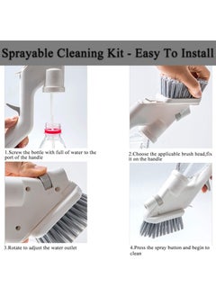PROSFIA PROSFIA Kitchen and Bathroom Water Spray 4 in 1 Cleaning FivePiece Set MultiFunctional Water Spray Cleaning Set with Glass Scraper Cleaning Brush Sponge Gap Brush  - Image 5