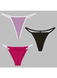 Yohannes Club Women, 3-Piece String Set, (Brazilian, T-Thong and Thong String Set), Pink, Black, Lilac  - Image 1