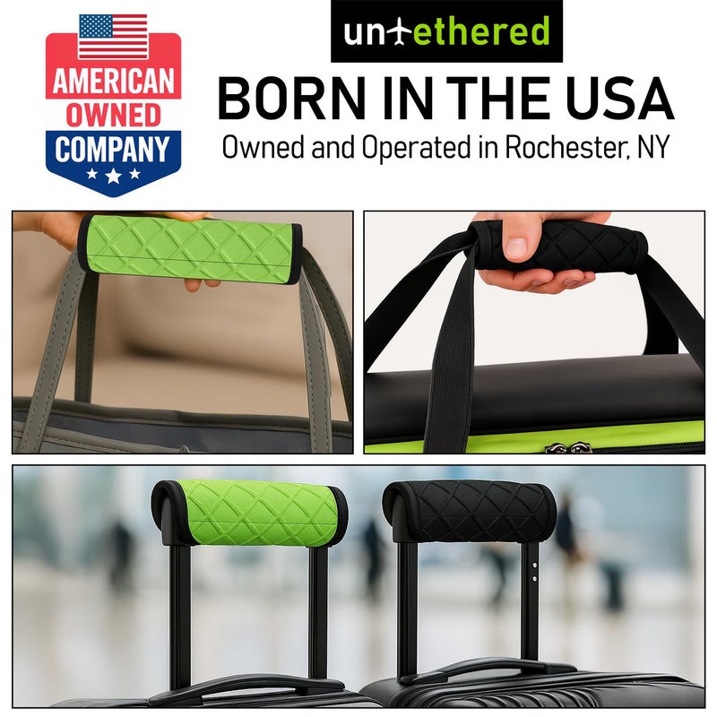 Untethered Luggage Handle Wraps (4-Pack) | Padded Suitcase Handle Covers with Diamond-Grip Design â€“ Comfortable Neoprene Travel Handle Wraps for Luggage, Bags & Suitcases. (4-Pack | Green) - Image 4