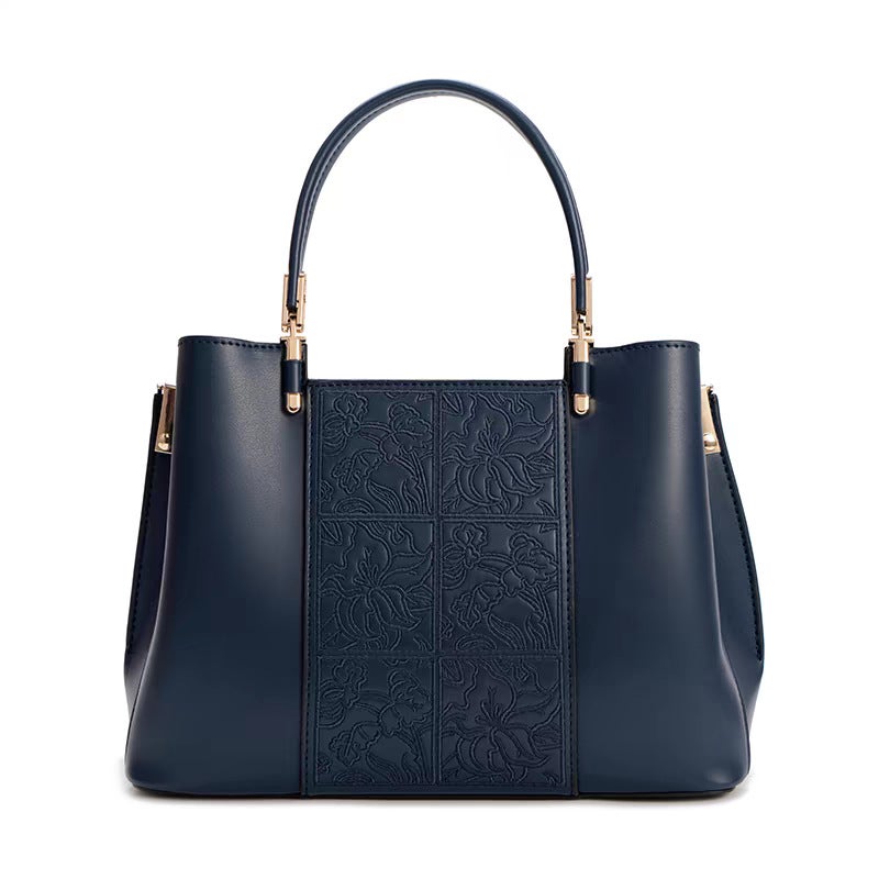 High-End Genuine Leather Women'S Bag Embroidered National Style Middle-Aged Women'S Bag Mother'S Large Capacity Portable Crossbody Bag - Image 5