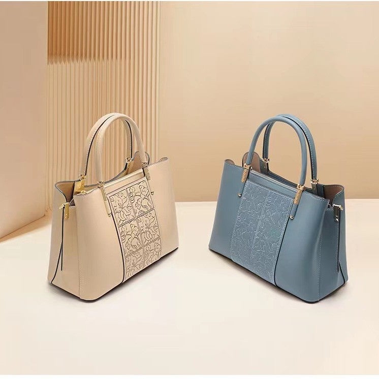 High-End Genuine Leather Women'S Bag Embroidered National Style Middle-Aged Women'S Bag Mother'S Large Capacity Portable Crossbody Bag - Image 3
