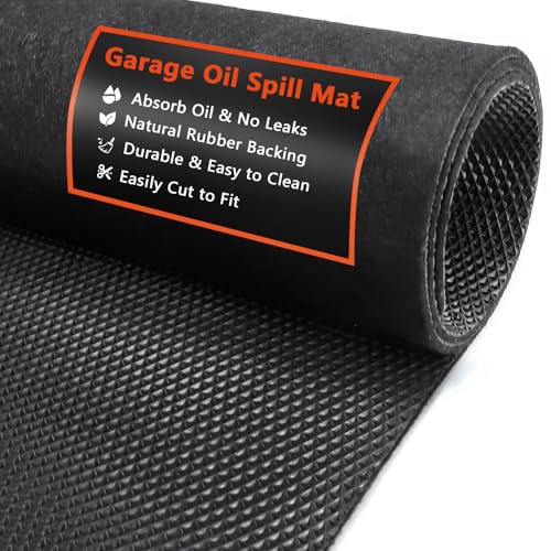 AiBOB Garage Floor Mat 60 X 72 inches Oil Spill Mat Under Car Waterproof Backing Absorbent Pad Protects Floor Durable Reusable Black