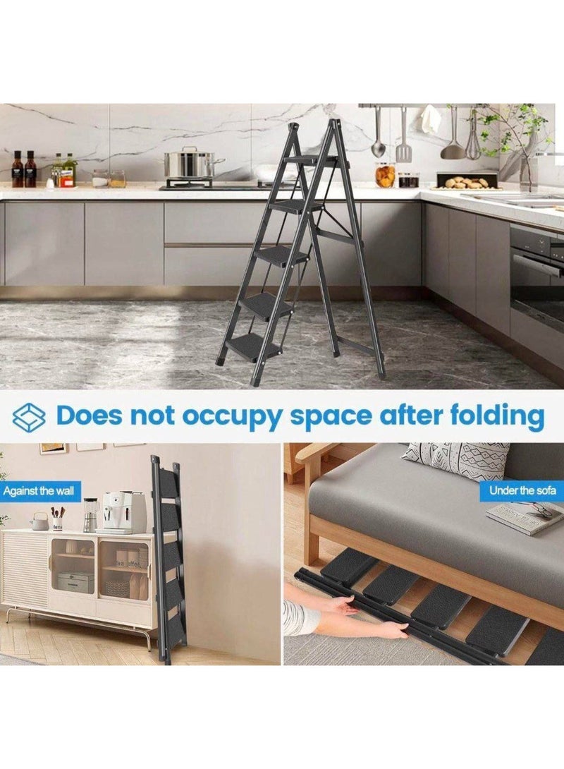 Lightweight, foldable 5-step ladder – suitable for home and commercial use, quick folding and convenient storage - Image 2
