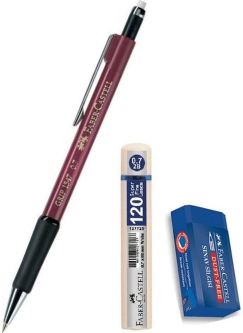 Grip 1347 Tip Pen Claret Red 0.7 mm + Nib + Exam Eraser