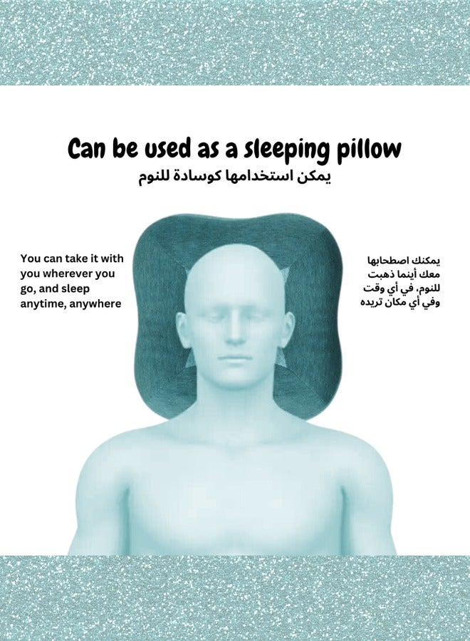 وسادة مسند رأس من إسفنج الذاكرة للسيارات بتصميم جديد متعدد الوظائف لدعم الرقبة ووسادة مسند رأس للسفر (الحجم: 35 × 35 × 10 سم)، (اللون: أخضر)