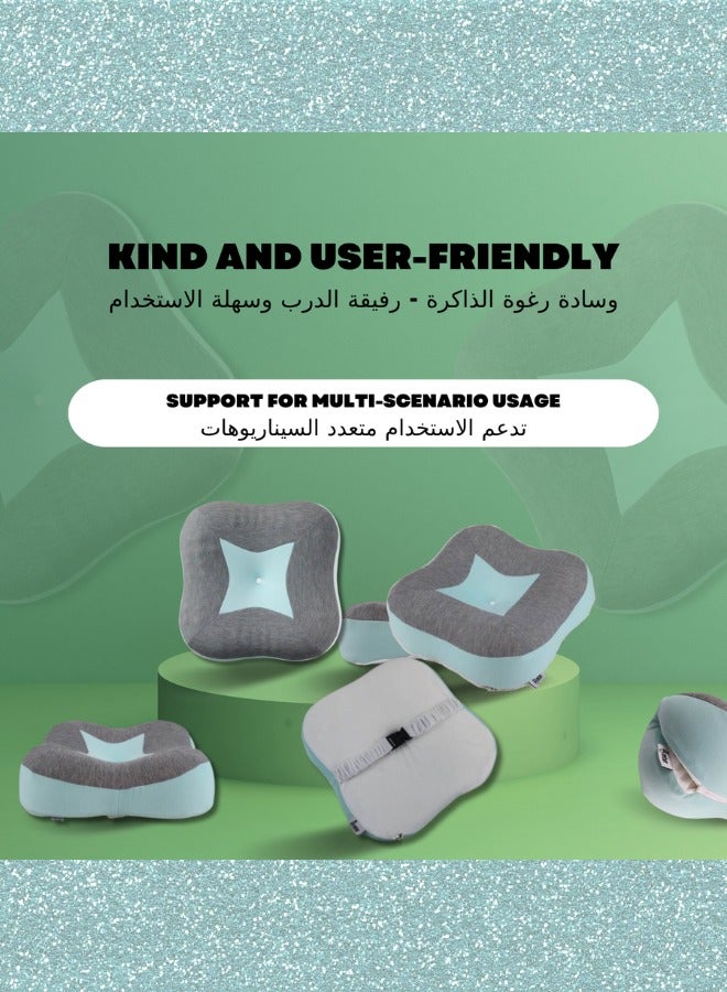 وسادة مسند رأس من إسفنج الذاكرة للسيارات بتصميم جديد متعدد الوظائف لدعم الرقبة ووسادة مسند رأس للسفر (الحجم: 35 × 35 × 10 سم)، (اللون: أخضر)