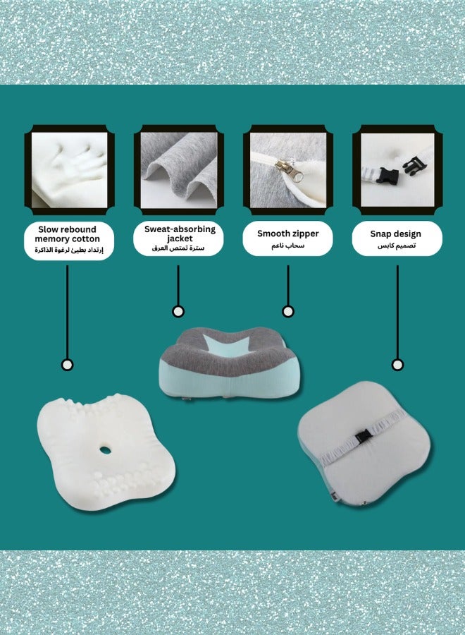 وسادة مسند رأس من إسفنج الذاكرة للسيارات بتصميم جديد متعدد الوظائف لدعم الرقبة ووسادة مسند رأس للسفر (الحجم: 35 × 35 × 10 سم)، (اللون: أخضر)