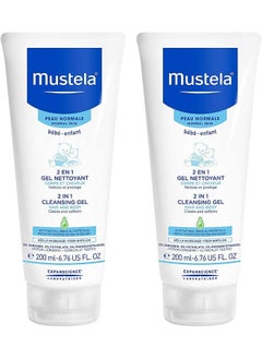 Mustela Mustela 2 in 1 Cleansing Gel, Baby Shampoo and Body Wash, Tear-Free, with Natural Avocado Perseose, 2-Pack  - Image 1