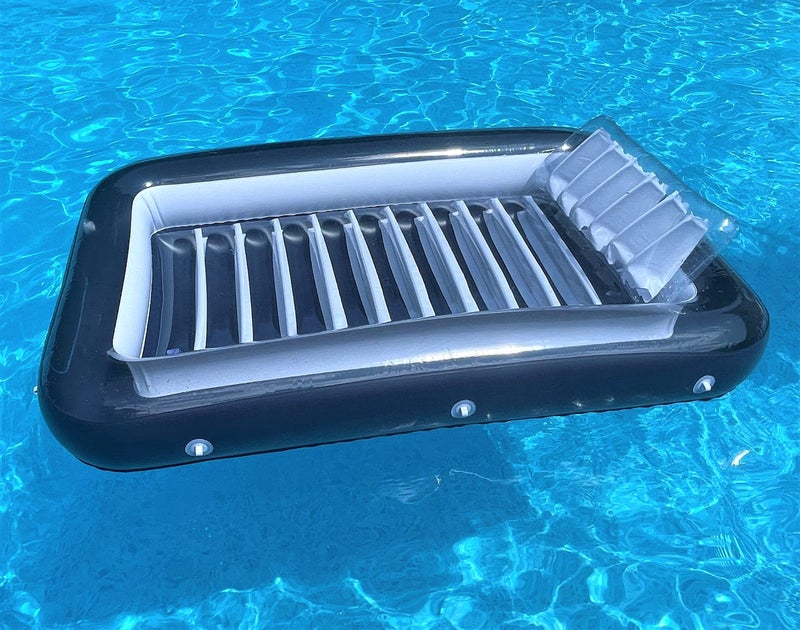 Galvanox Inflatable Tanning Pool Lounger with Pillow | Large Blow Up Floating Bed Raft 70"x49" (Navy Blue) - Image 2