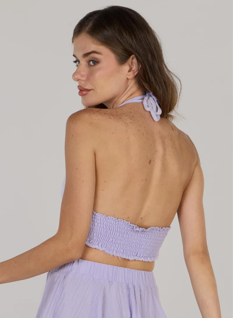 Just Nature Purple Halter Neck Mini Top for Women | Best Price UAE