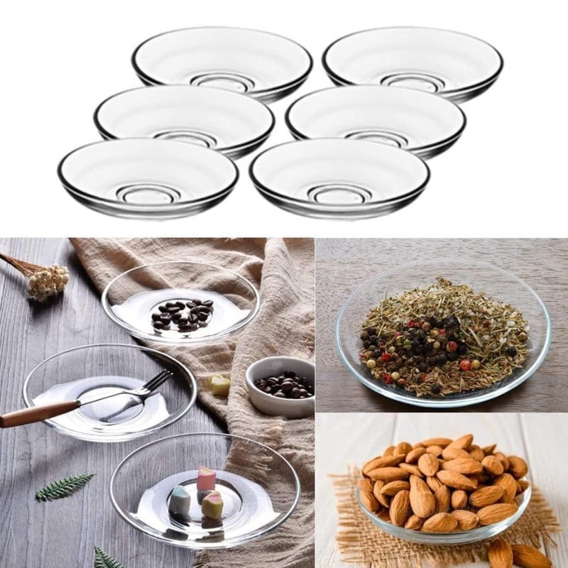 Set of 6 Crystal Clear Glass Saucers Elegant Serving Plates for Tea Coffee and Snack  - Image 5
