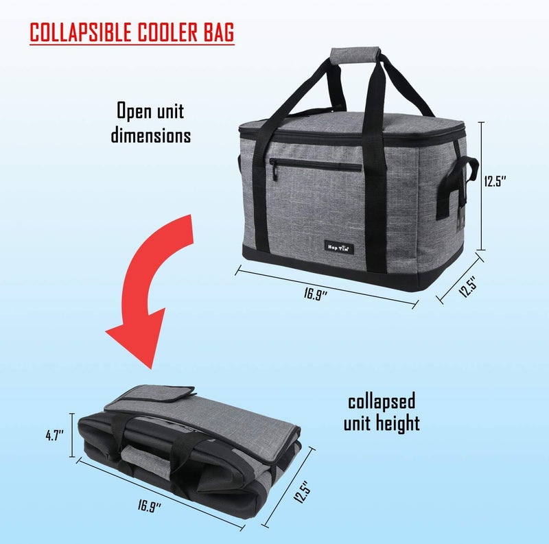 Hap Tim Soft Cooler Bag 40-Can Large Reusable Grocery Bags Upgraded Soft Sided Collapsible Travel Cooler for Outdoor Travel Hiking Beach Picnic BBQ Party (AE13634) - Image 3