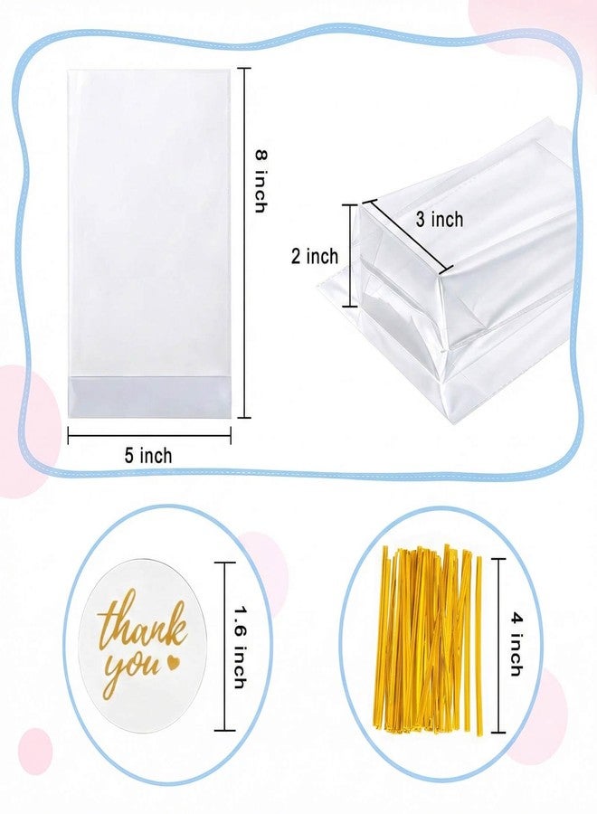Cherodada Includes drawstring and thank-you stickers for wrapping cookies, candy, popcorn, baked goods (100pcs - Image 2