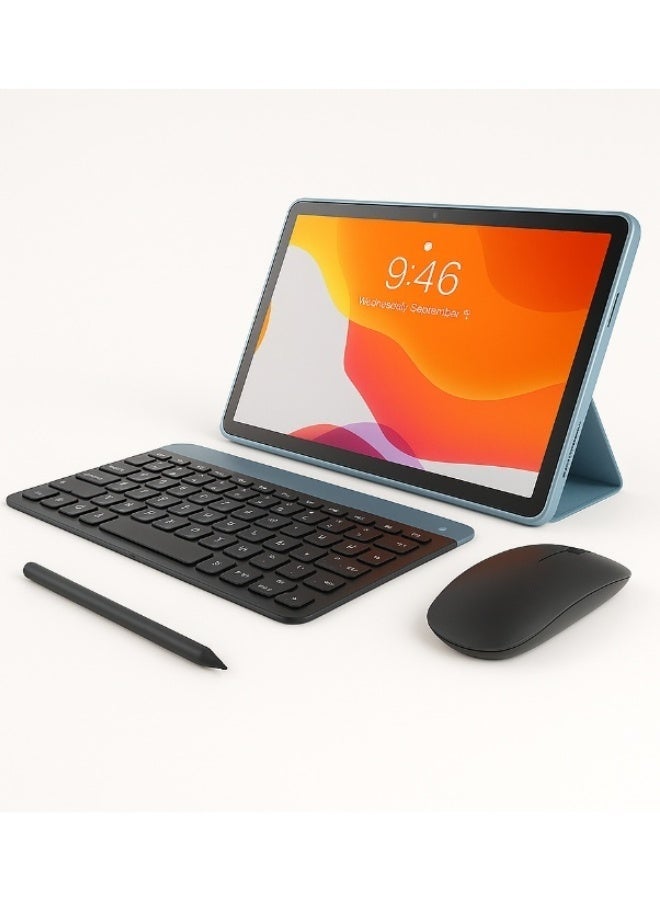 JAJEEK تاب 18 جهاز لوحي أندرويد 10.1 بوصة عرض HD، 8 جيجابايت RAM 512 جيجابايت ROM، أندرويد 15، معالج ثماني النواة، كاميرا 13 ميجابكسل + 8 ميجابكسل، بطارية 8000 مللي أمبير، 4G LTE، غطاء لوحة مفاتيح وقلم مرفق، أزرق - Image 1