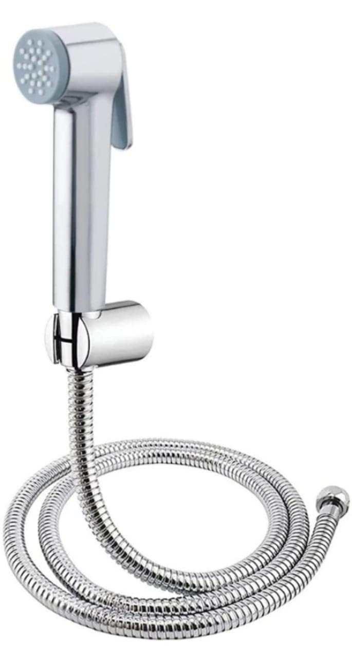 ABS Chrome Finish Heath Faucet Heavy Gun with 1 Meter Heavy Tube and 1 Wall Mount Hook Braided Rubber Hose for BathroomToilet - Image 1