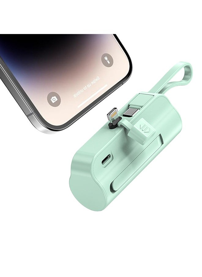 Arabest 5000mah Mini Power Supply,20w Pd Fast Charging Portable Charger Battery Pack,Compatible with iPhone/Android Series,Built-In Type-C/Apple Interface,Suitable for Travel/Work(Green)  - Image 2
