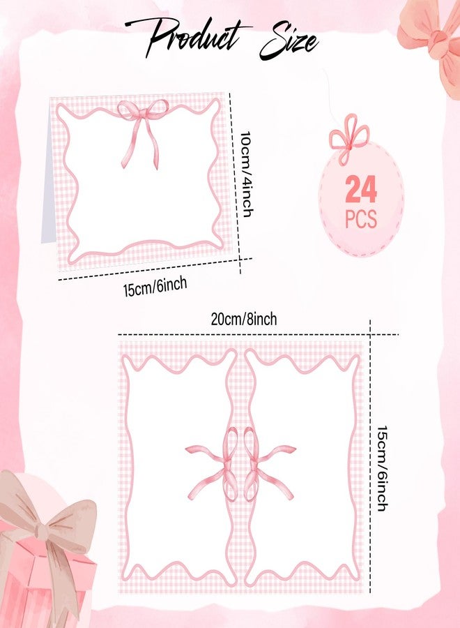 مايتيز مجموعة مايتيز من 24 قطعة من بطاقات أماكن الجلوس المزينة بفيونكات وردية اللون بنقشة مربعات، مقاس 6 × 4 بوصة، بتصميم صيفي مميز، مناسبة لحفلات الشواء الصيفية وحفلات توديع العزوبية. - Image 2