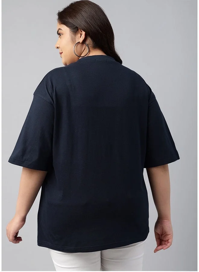 جونبيري تيشيرت قطن جوني بيري مقاس كبير أزرق ملكي للنساء