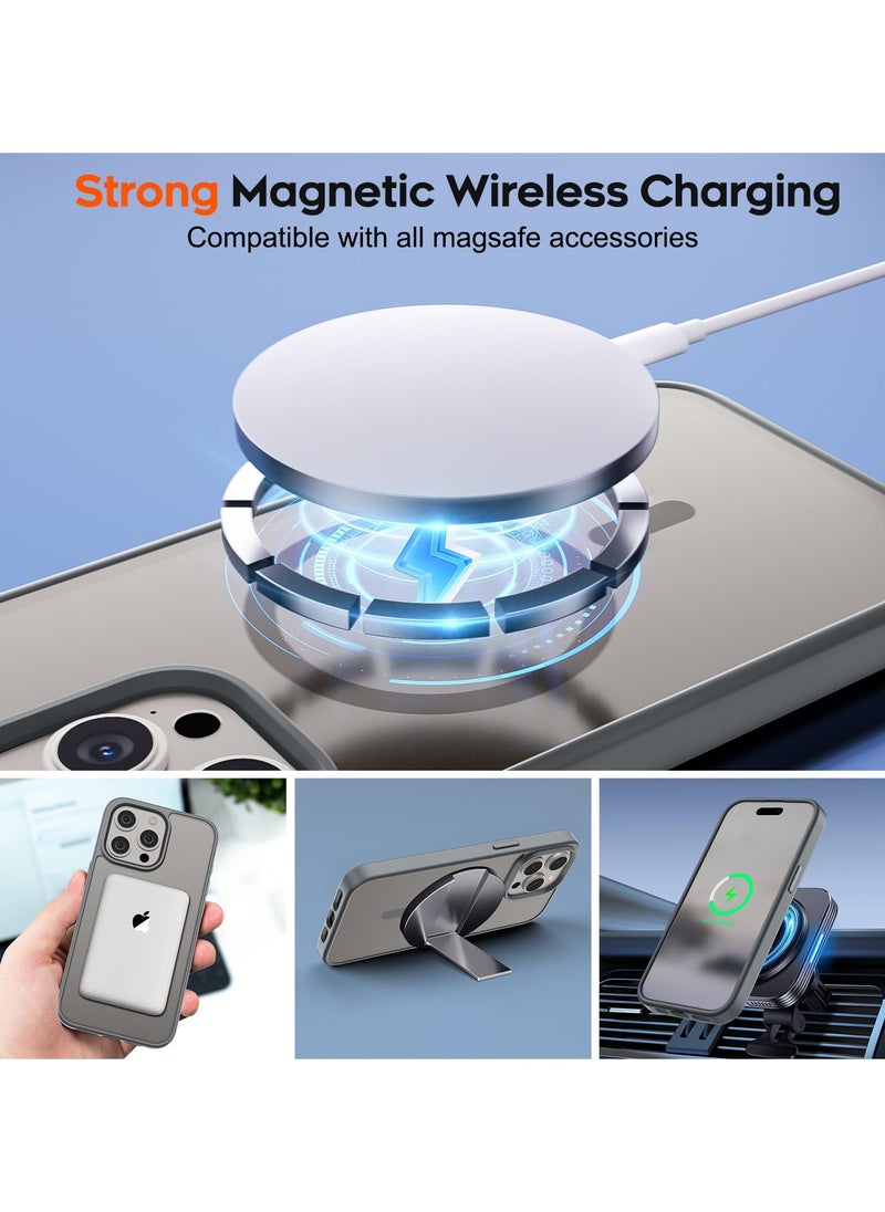 Generic - for iPhone 15 Pro Max 5G Case,[Compatible with Magsafe][Mil-Grade Drop Protection] Slim Shockproof Translucent Protective Phone Case foriPhone 15 Pro Max 5G, Grey - Image 1