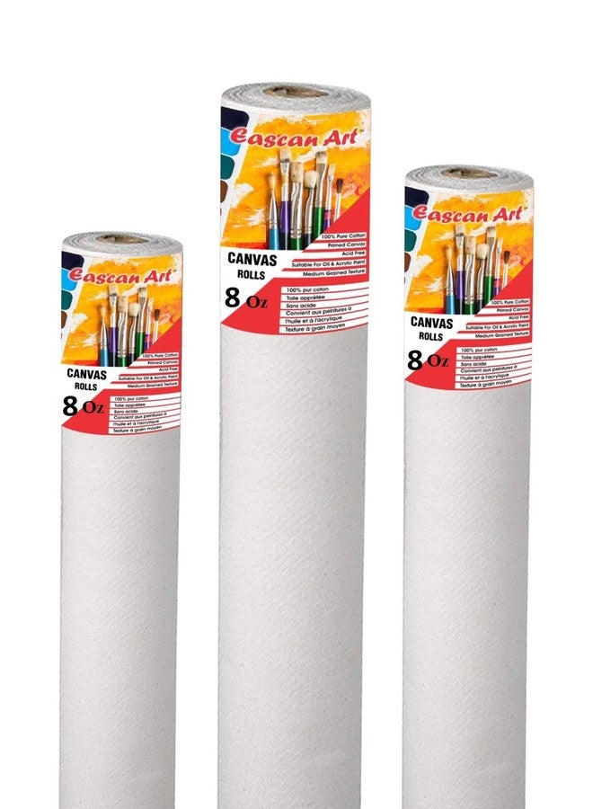 Eascan Art 8 Oz. Medium Grain Primed Cotton Canvas Roll for Oil and Acrylic Painting (32 Inch X 10 Metre) - Image 1