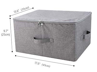 iwill CREATE PRO Folding Storage Box with Zip Lid and Handles, Rigid Storage Baskets With Linen Fabric& Plastic Board, Closet Shelf Drawers,Dark Gray, 2 pcs - Image 2