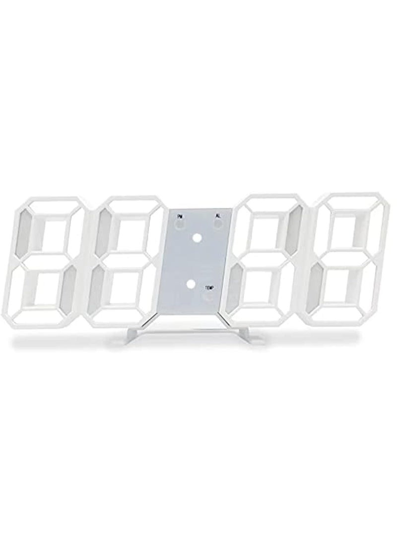 Generic - 3D Digital Alarm Clock LED Light White Digit Automatic Brightness Adjustable 12/24 Hour Time Date Temperature by Catgrosher PVC - Image 1