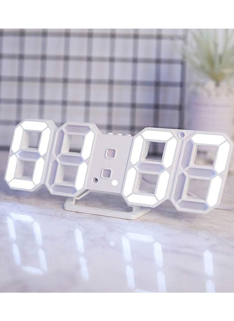Generic - 3D Digital Alarm Clock LED Light White Digit Automatic Brightness Adjustable 12/24 Hour Time Date Temperature by Catgrosher PVC - Image 1