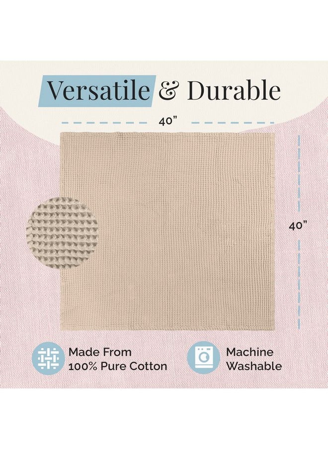Stroller Society Stroller Society - Swaddles for Newborns & Toddlers, Soft Receiving Blankets Girl & Boy Can Use, Comfy Toddler Blanket & Newborn Swaddle, Cotton Waffle Blanket, Beige, 40 x 40 inches  - Image 3