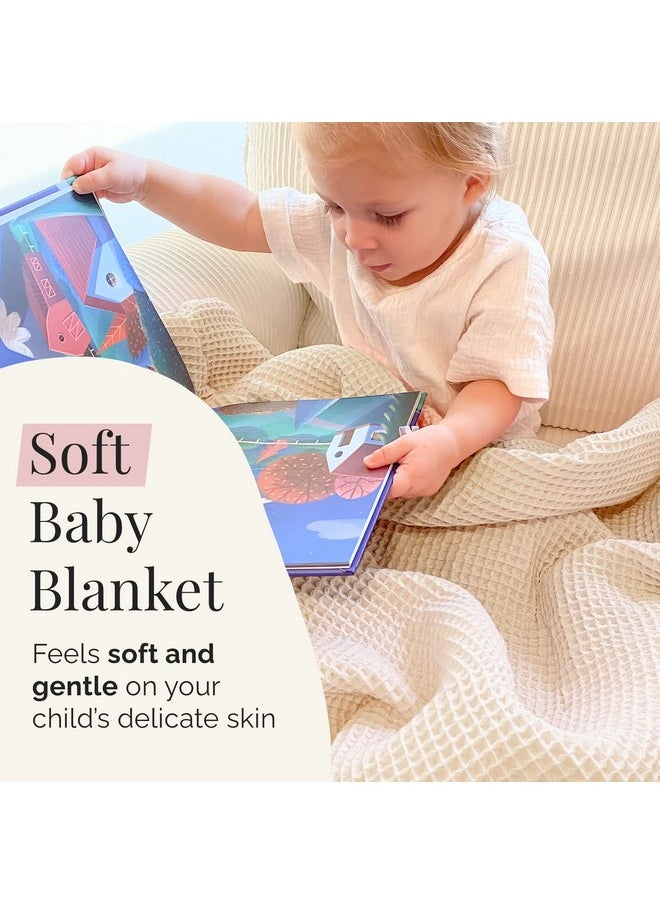 Stroller Society Stroller Society - Swaddles for Newborns & Toddlers, Soft Receiving Blankets Girl & Boy Can Use, Comfy Toddler Blanket & Newborn Swaddle, Cotton Waffle Blanket, Beige, 40 x 40 inches  - Image 4
