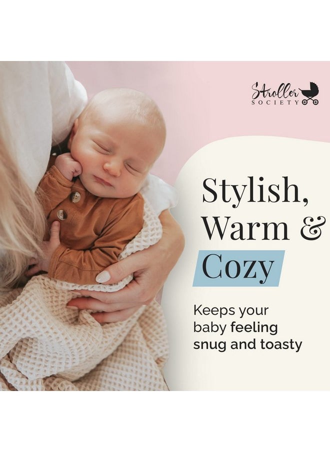 Stroller Society Stroller Society - Swaddles for Newborns & Toddlers, Soft Receiving Blankets Girl & Boy Can Use, Comfy Toddler Blanket & Newborn Swaddle, Cotton Waffle Blanket, Beige, 40 x 40 inches  - Image 5
