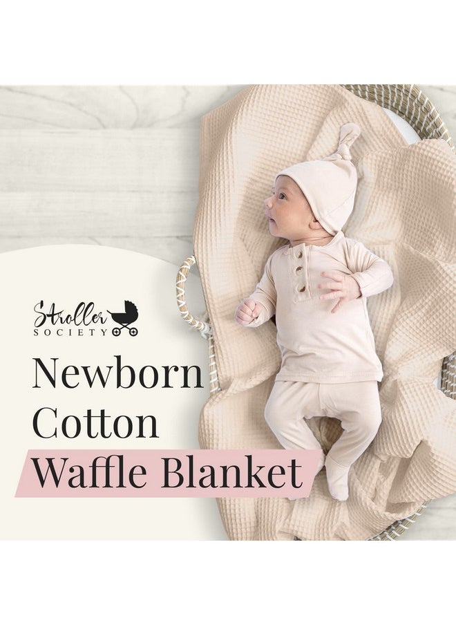 Stroller Society Stroller Society - Swaddles for Newborns & Toddlers, Soft Receiving Blankets Girl & Boy Can Use, Comfy Toddler Blanket & Newborn Swaddle, Cotton Waffle Blanket, Beige, 40 x 40 inches  - Image 2