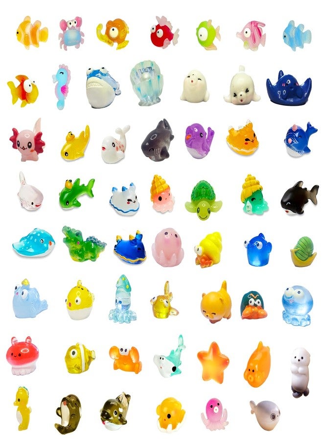 HETRUUOP 55pcs Mini Ocean Resin Animals Plastic Animals Marine Miniature Aquarium Ornaments Decorations for DIY Fish Tank Potted Micro Fairy Garden Dollhouse (56PCS Marine Animal Set) - Image 1