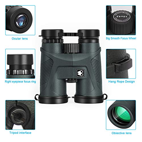 Sarblue 10x42 Binoculars for Adults with Smartphone Adapter, BAK4 Prism and FMC Lens, HD Professional Binoculars for Bird Watching Travel Hunting Wildlife Watching Outdoor Concerts Sports - Image 2