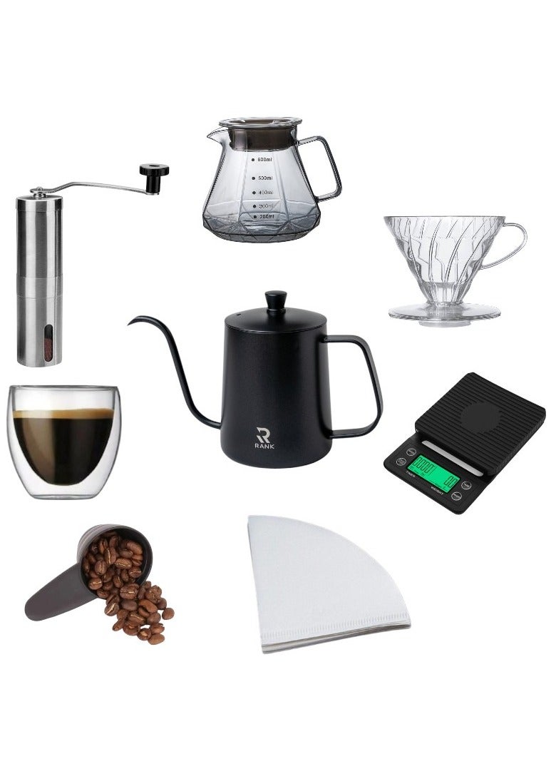 RANK 8-Pieces V60 Coffee Set Pour Over Drip Coffee Maker Set Specialized V60 Kit  - Image 1
