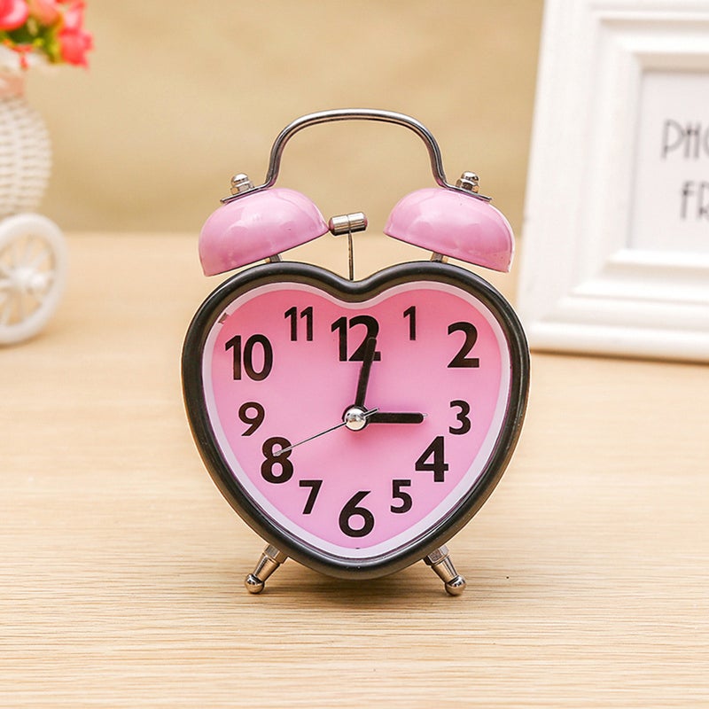 🏠 منبه معدني بشكل قلب مع جرس مكتبي وضوء ليلي للاستخدام المنزلي وطلاب الغرفة بدون بطارية - Image 3