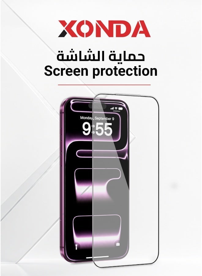 Xonda 4IN1 protection for Iphone 18 Pro Clear  Case , Screen Protector , Camera Lens , Matt Camera Back side protector) - Image 5