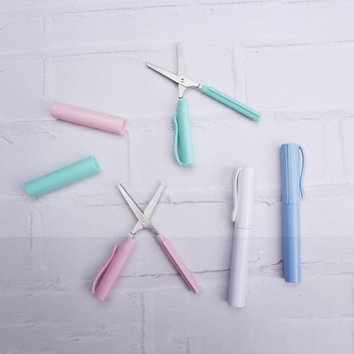 M-Ved Portable Folding Scissors with Protective Case, 11.4 cm Length, Pastel Colours - Image 2