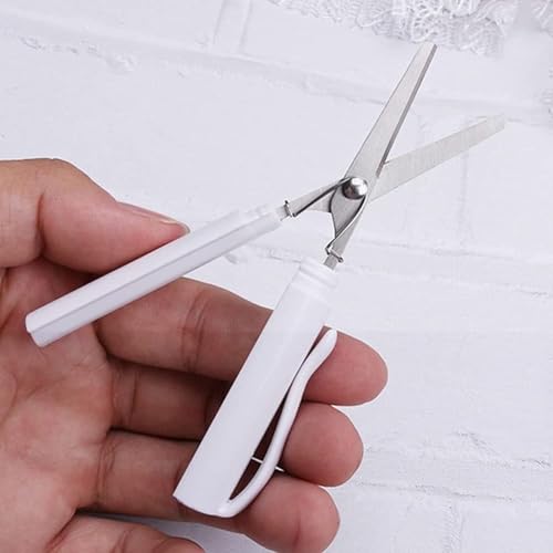 M-Ved Portable Folding Scissors with Protective Case, 11.4 cm Length, Pastel Colours - Image 3