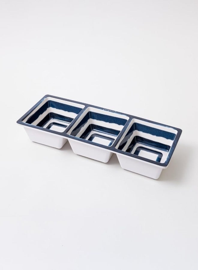 Prepara Coastal Stripe 3-Section Tray, Blue/White - Image 1