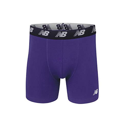 New Balance Men's No-Fly Cotton Performance Boxer Briefs, 5 Inch Inseam (3 Pack), Prism Purple/Lead/Black, 3X-Large - Image 2